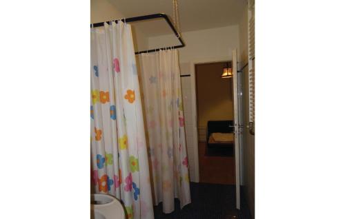 a bathroom with a shower curtain in a room at Beautiful Apartment In Schnberg With Kitchenette in Schönberg