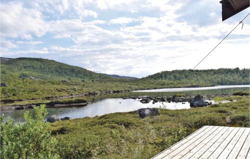 a river in the middle of a valley at Tjeldøya in Dragland