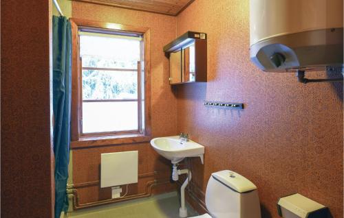 a bathroom with a toilet and a sink and a window at Amazing Home In Sysslebck With Kitchen in Sysslebäck