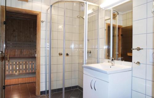 a bathroom with a sink and a shower at 2 Bedroom Awesome Apartment In Hemsedal in Hemsedal