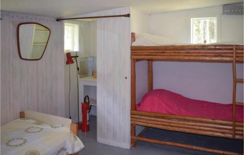 HallarydにあるNice Home In Hallaryd With 3 Bedrooms And Internetのベッドルーム1室(二段ベッド2台、鏡付)