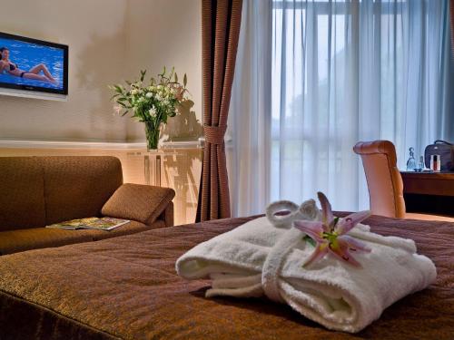 Katil atau katil-katil dalam bilik di Hotel Eliseo Terme
