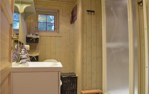 a bathroom with a sink and a shower at 3 Bedroom Beautiful Home In seral in Åseral