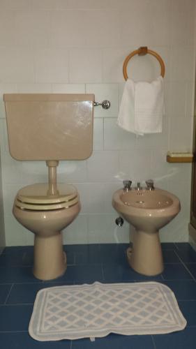a bathroom with a toilet and a sink at Hotel Garni Gonzaga in Canazei