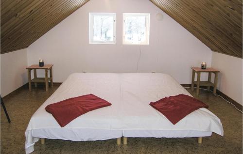a bedroom with a large white bed with two windows at 2 Bedroom Gorgeous Home In Bolms in Bolmsö