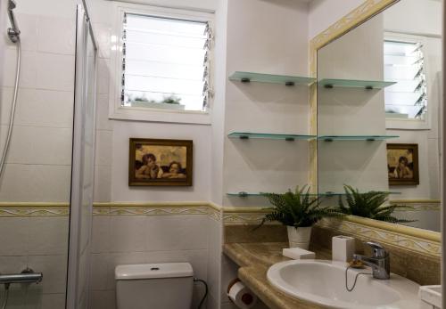 y baño con lavabo, aseo y espejo. en APARTAMENTO DIEGO EN SANTA CRUZ CON PARKING PRIVADO GRATIS, en Santa Cruz de Tenerife