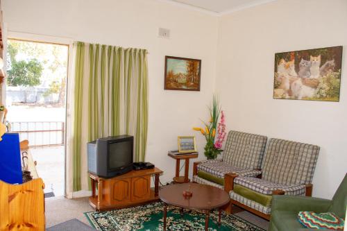 ein Wohnzimmer mit einem Sofa und einem TV in der Unterkunft Kimba Units in Kimba