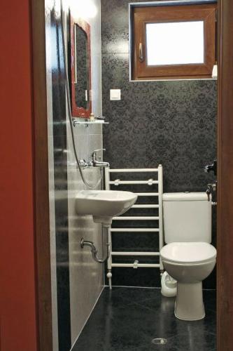 a bathroom with a toilet and a sink at Къща за гости Джая in Belogradchik