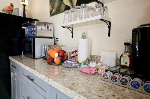 Fantasy Island Inn, Caters to Men في فورت لاودردال: مطبخ مع كونتر عليه فاكهة