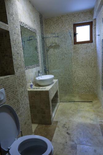 a bathroom with a sink and a toilet at Villa Horus in Sveti Stefan
