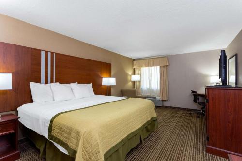 a hotel room with a large bed and a television at Baymont by Wyndham Elkhart in Elkhart