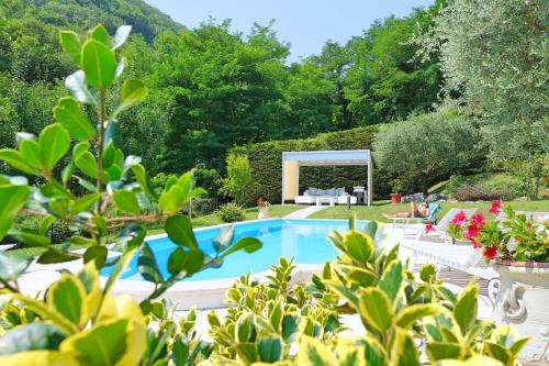 um jardim com piscina e algumas plantas em RosArancio em Bassano del Grappa