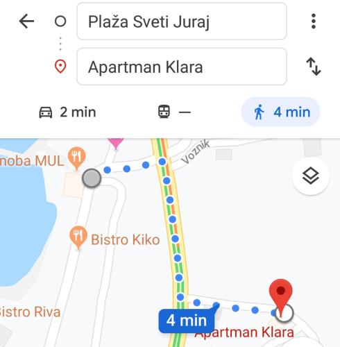 a screenshot of a cell phone screen with a map at Apartments Klara in Sveti Juraj