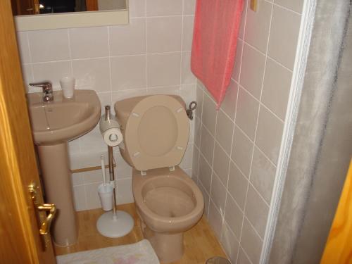 a small bathroom with a toilet and a sink at Casa Nueva Carmen in Pendueles