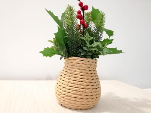 a wicker vase with a christmas plant in it at BrasovApart Piata Sfatului 1 in Braşov