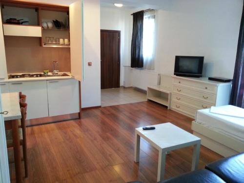 Il comprend un salon avec un canapé et une table. dans l'établissement Banu Manta Apartments, à Bucarest