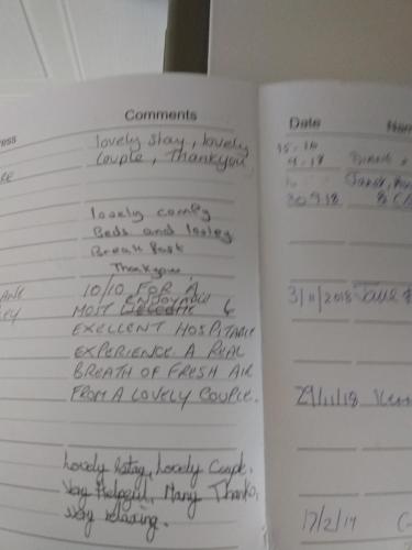 a notebook with handwriting on the pages at West View B&B dog friendly Atwick in Atwick