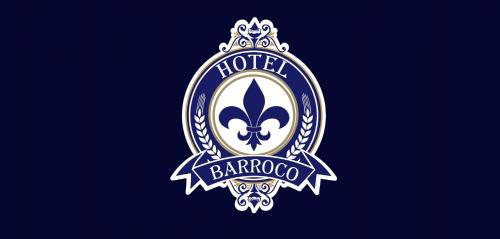 a logo for a hotel baroco with a crown at Hotel Barroco in Puebla