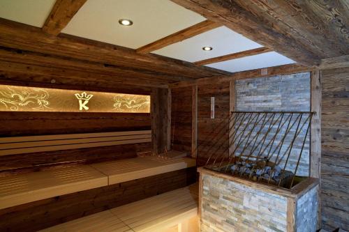 a room with a sauna with wooden walls at Seefelds Bed & Breakfast in Seefeld in Tirol