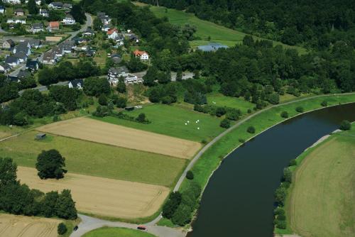 an overhead view of a bridge over a river at Hotel Kiekenstein in Stahle