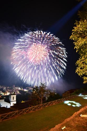 a firework display in the sky at night at Portico Del Paradiso in Scala