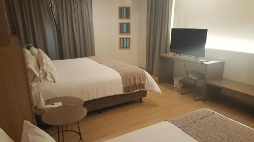 a hotel room with a bed and a television at Brizo Salta in Salta