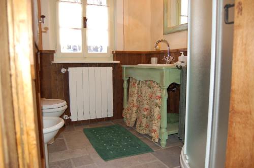 a bathroom with a sink and a toilet at Le Primule in Piedilago