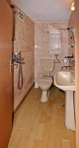 a bathroom with a toilet and a sink at Hotel Zora in Velingrad