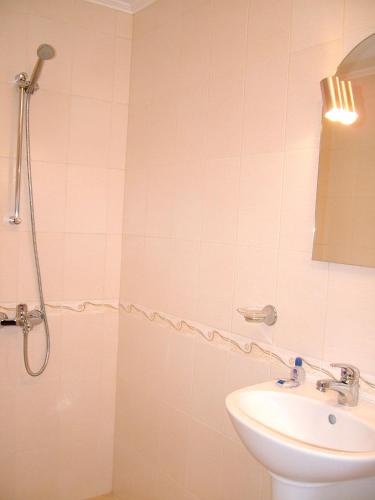 a bathroom with a shower and a sink at Стаи за Гости Тони и Крис in Devin