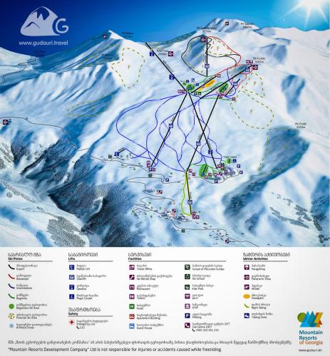 a map of a ski resort in the snow at New Gudauri Loft 2 - "Mano", near ski lift Gondola in Gudauri