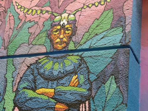 a drawing of a woman with an umbrella at Hostel Lollis Homestay Dresden in Dresden