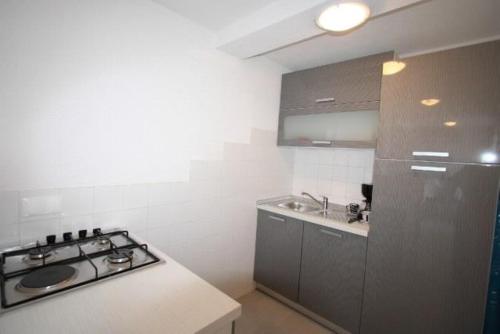 eine Küche mit Herd und Spüle in der Unterkunft Apartments Hodzic in Šilo