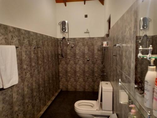 a bathroom with a toilet and a shower at Sigiriya Nature Resort in Sigiriya