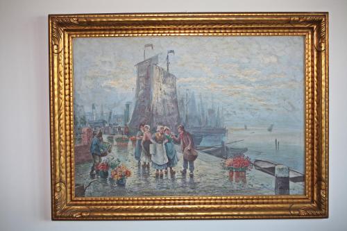 a painting of a painting of a ship at Villa Düne -Penthousewohnung WE 18 in Baabe