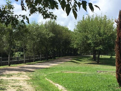 a dirt road with trees and a fence at VILLA FUENTES in Caldas de Reis