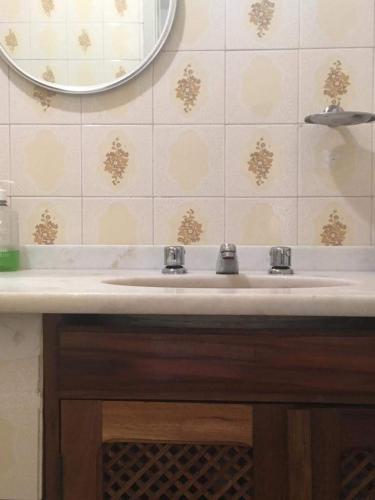 a bathroom with a sink and a mirror at Muqui91 in Teresópolis