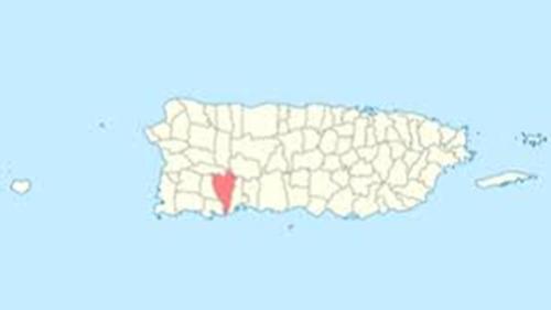 a map of the united states with a red dot at Los Pinos House in Yauco