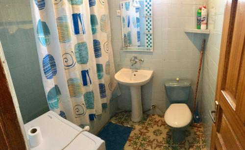 Baño pequeño con aseo y lavamanos en Hause en Tskaltubo