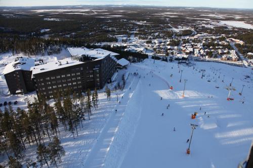 an aerial view of a ski resort in the snow at Hotel Levi Panorama in Levi
