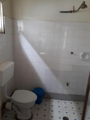 a bathroom with a toilet and a shower at Masaka Backpackers, Tourists Cottage & Campsite in Masaka