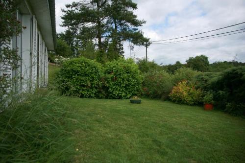 a yard next to a house with grass and bushes at Les Tiennes in Treignes