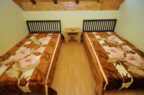 two beds sitting next to each other in a room at Tara lake apartments in Jevtići