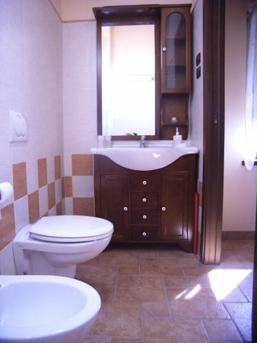 a bathroom with a toilet and a sink at Agriturismo Biologico Villa Rosa in Monte Guiduccio