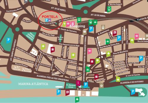 um mapa de uma cidade com ruas e edifícios em Portela - APARTAMENTO em Viana do Castelo