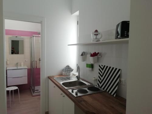 a kitchen with a sink and a counter top at Flower house in Santa Maria La Carità