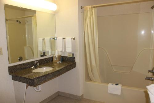 un baño con lavabo y ducha en Nationwide 9 Inn, en Wynne
