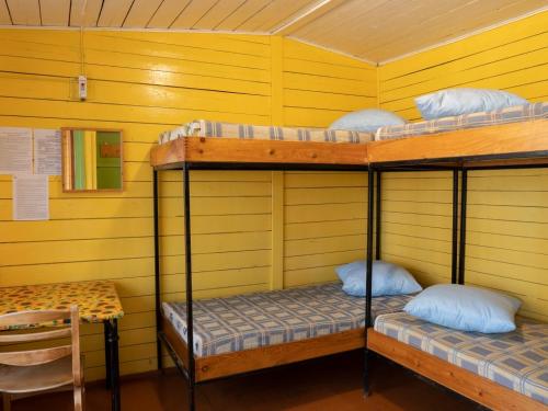 Двухъярусная кровать или двухъярусные кровати в номере Kempings Ronīši