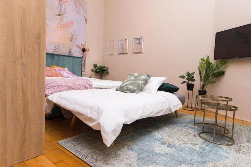 Postel nebo postele na pokoji v ubytování Bathory Downtown Homey Apartment