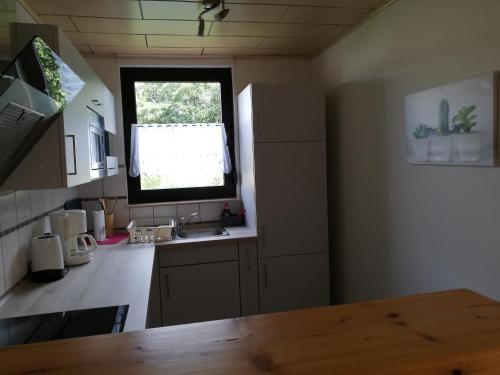 Η κουζίνα ή μικρή κουζίνα στο Ferienwohnung an der Lay Wohnung 2