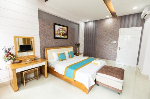 Giường trong phòng chung tại Suna's HOME - Villa